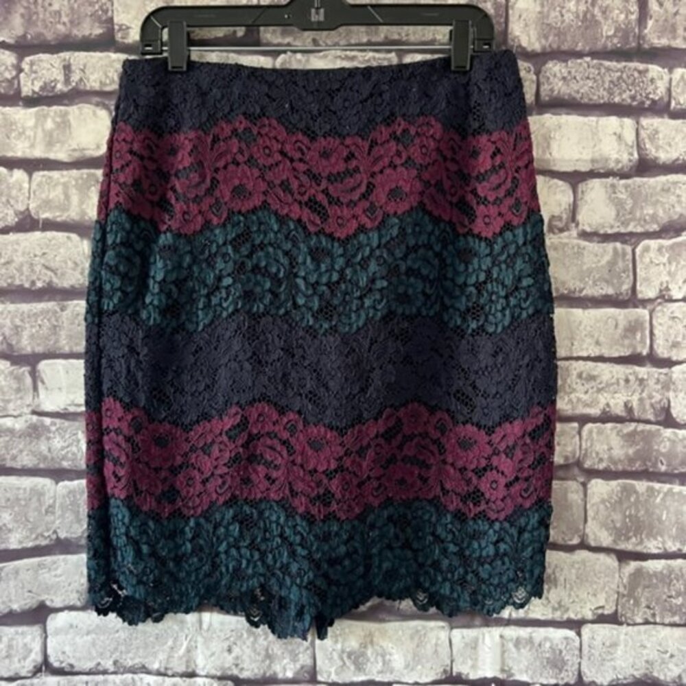 Ann Taylor Factory Lace Fully Lined Scalloped Hem Skirt Size 8
